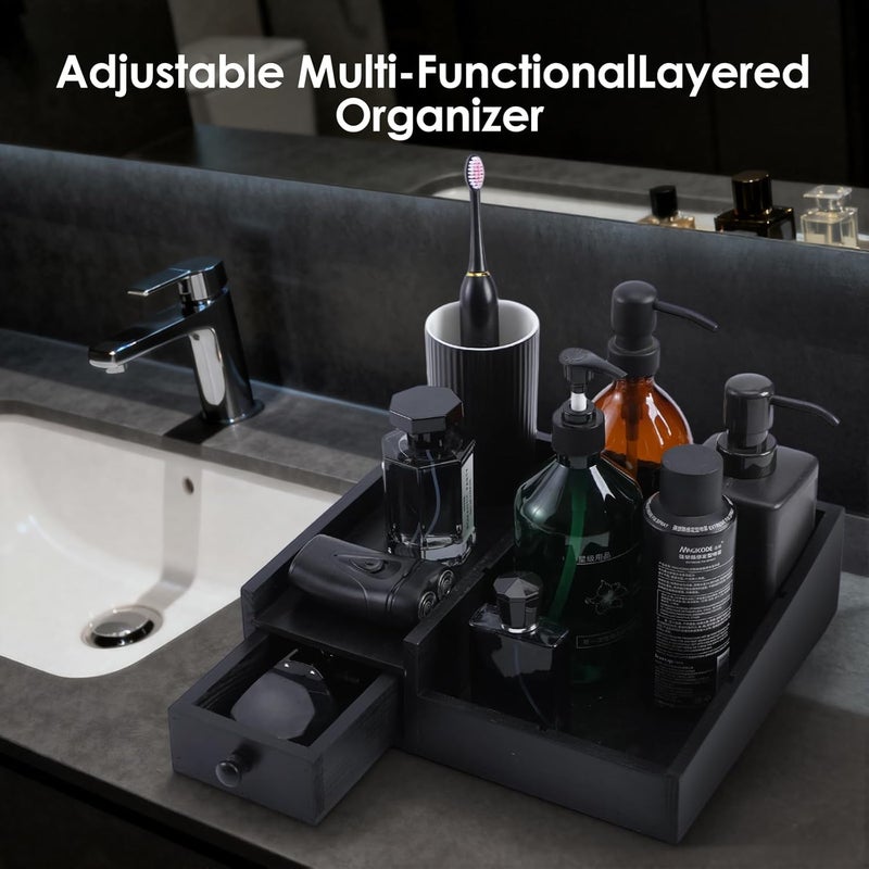 Forest Angle Organizer For Men,Bathroom Countertop Organizers,Perfume Organizer,Cologne Organizers,Bathroom Storage,Perfume Stand,Gifs For Men,Mens Valentines Day Gifts,Adjustable Partition(Black) - Image 4
